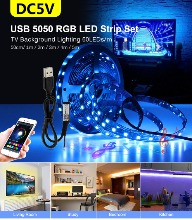 [쿨마켓] ED-43 리모콘, 블루투스(스마트폰 앱연결) 5V USB전원 SMD5050 LED 스트립 바 RGB 색상변경 PC 모니터 TV 장식 데코