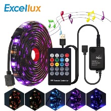[쿨마켓]  ED-65 음악에 맞춰 불빛이 움직이는 댄싱 RGB LED 스트립 바 테이프 5V USB전원(뮤직컨트롤러+리모컨 포함)